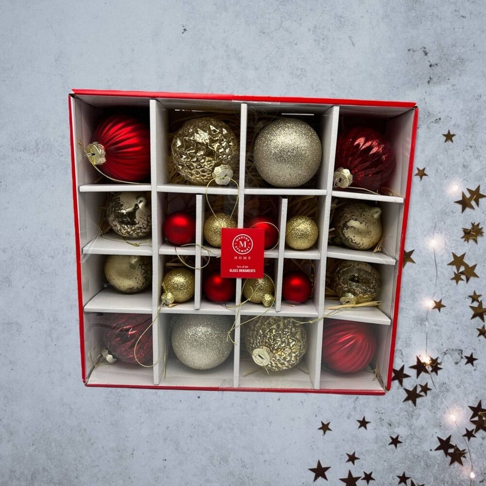 Martha Stewart Seat Of 20 Glass Ornaments